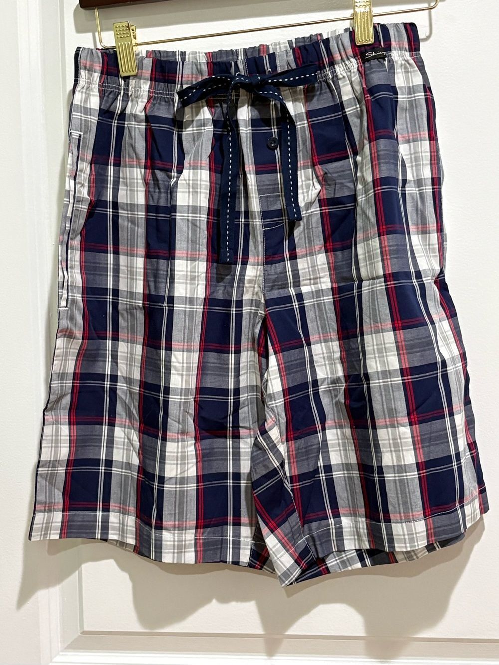Men's Plaid Boxers - Navy, White, Red